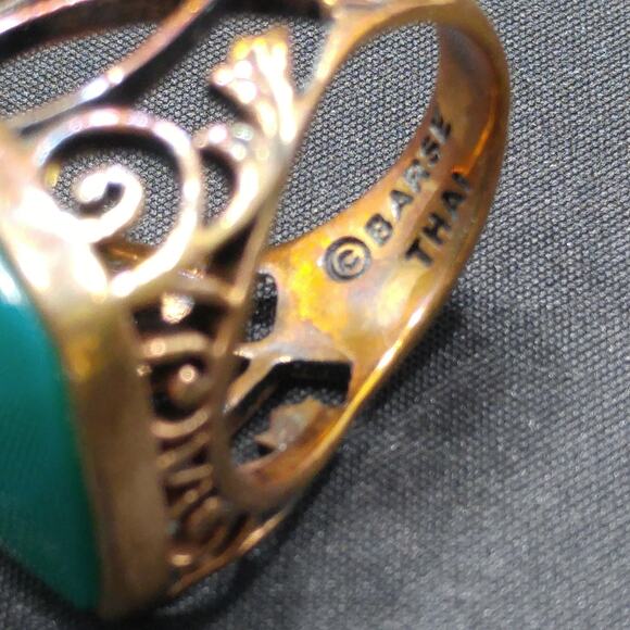 Barse Green Gemstone Ring, US Size 7 1/4, Bronze Copper Band - Picture 9 of 10